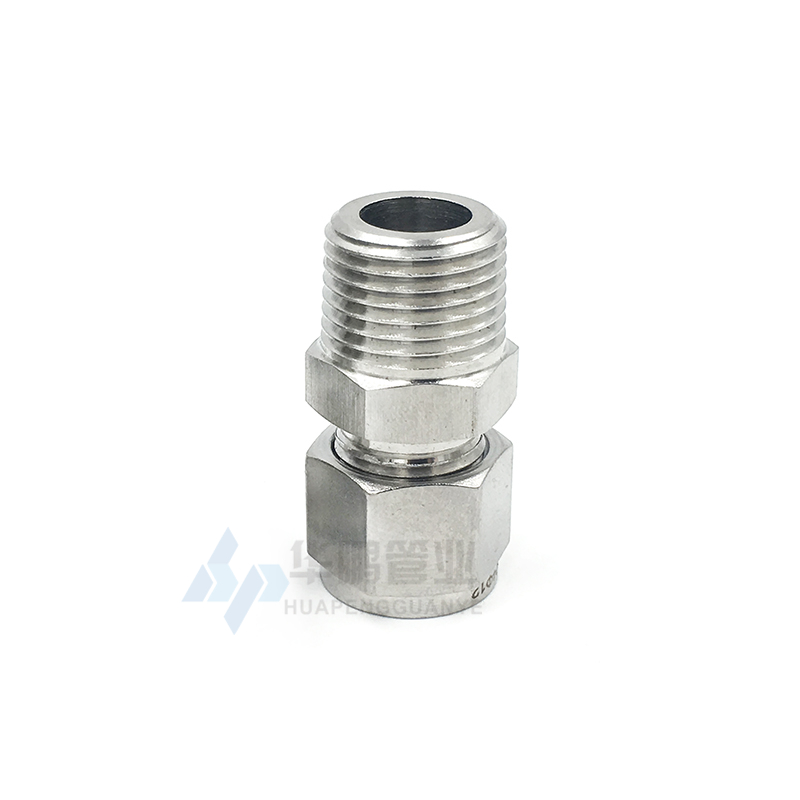 316不锈钢卡套直通终端外螺纹卡套直通接头双卡套仪表气源铜管NPT