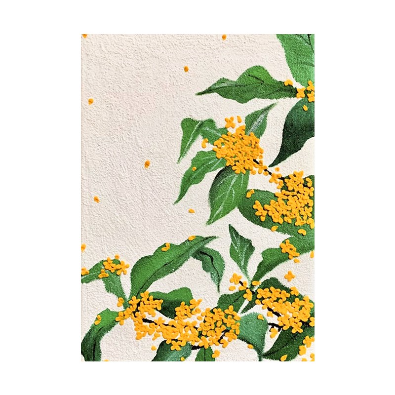 现代简约纯手绘油画黄色桂花树客厅装饰画中式砂岩肌理玄关挂画