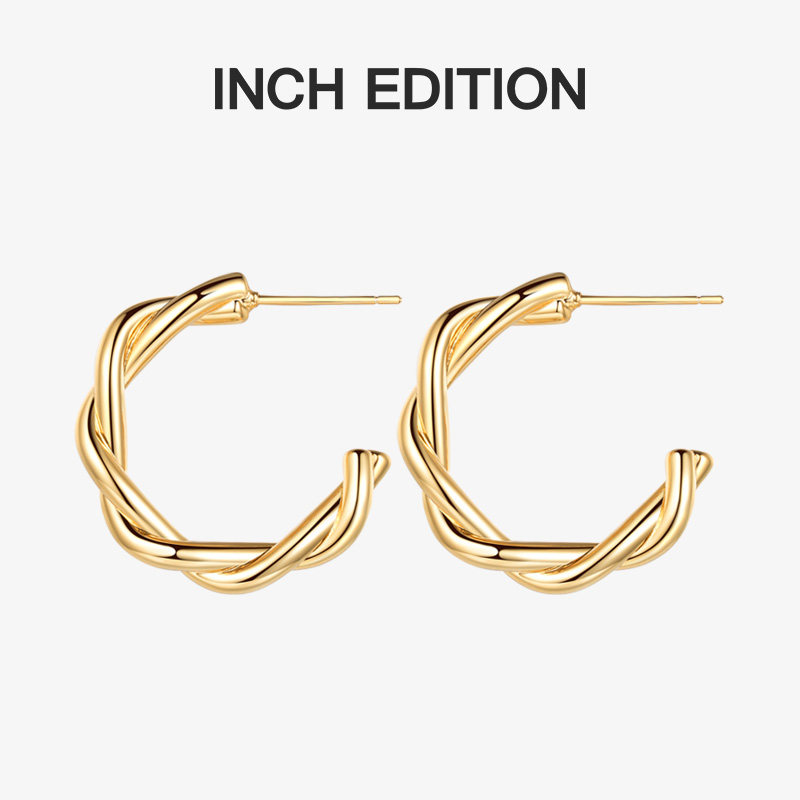 INCH EDITION缠绕轻奢时尚小众气质高级感编织小麻花圆环耳环