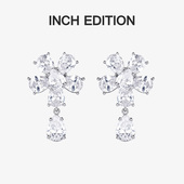 INCH EDITION璀璨星河水晶花朵吊坠耳环锆石水滴吊坠耳饰