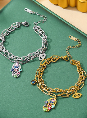 跨境恶魔之眼钛钢手链