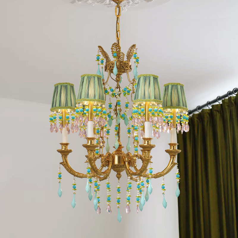 诗享家法式全铜水晶吊灯欧式奢华大气卧室温馨浪漫公主女孩房灯具