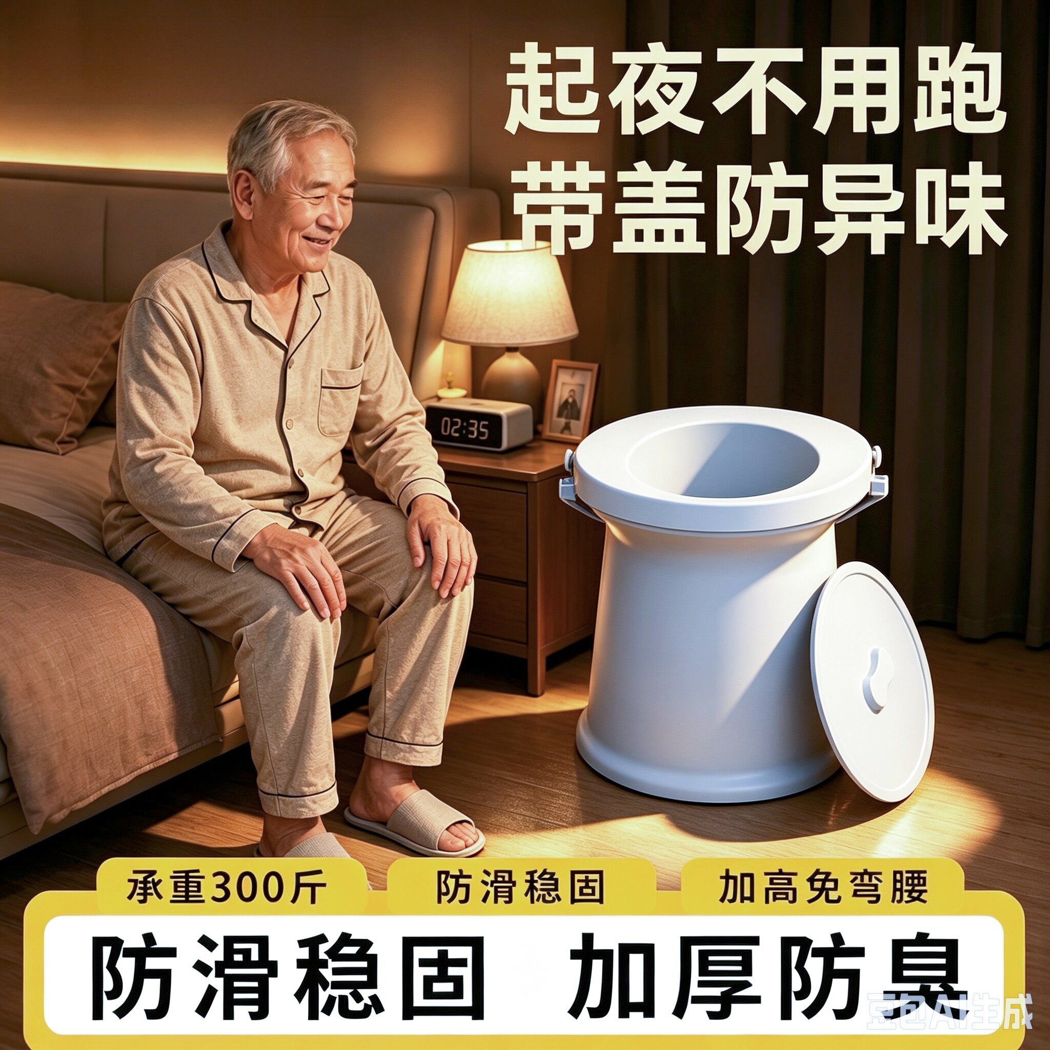 加宽加厚痰盂老人孕妇专用家用移动坐便器带盖防臭女卧室尿桶盆壶图片