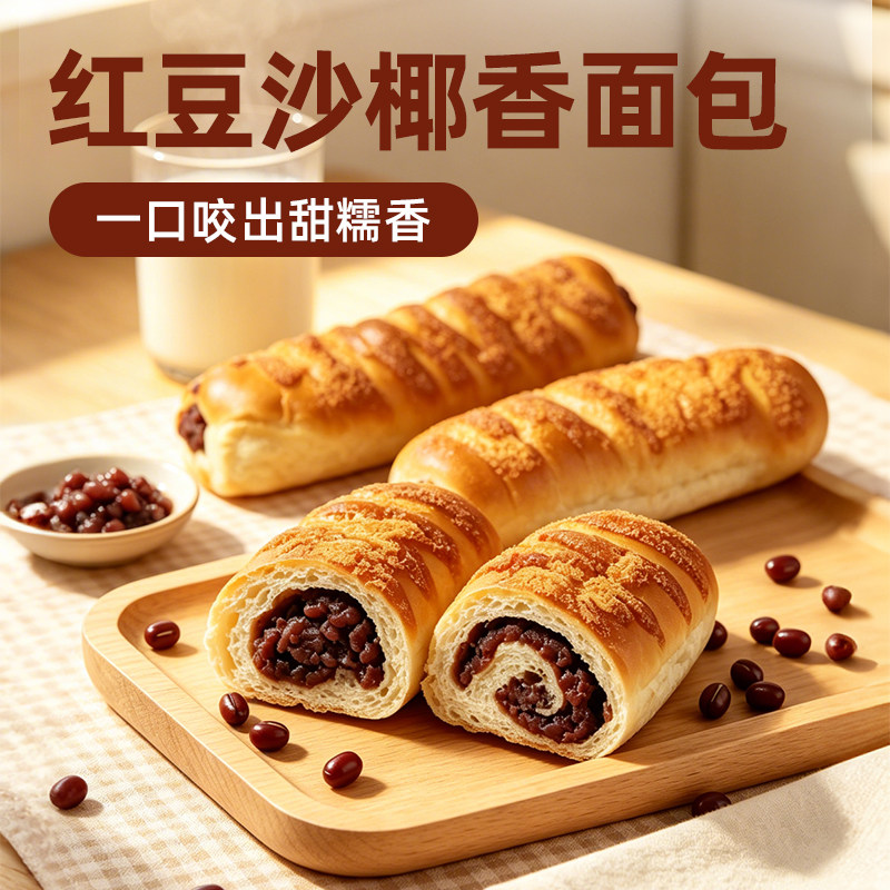 司丹尔红豆沙耶香面包800g开袋即食早餐代餐休闲办公零食面包小吃图片