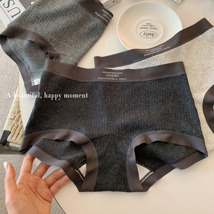 运动风A类纯棉内裤女桑蚕丝简约纯色加长裆中高腰平角裤大码200斤