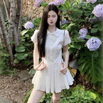 早春漂亮连衣裙白色连衣裙女装2026新款夏季小个子气质百褶裙短裙