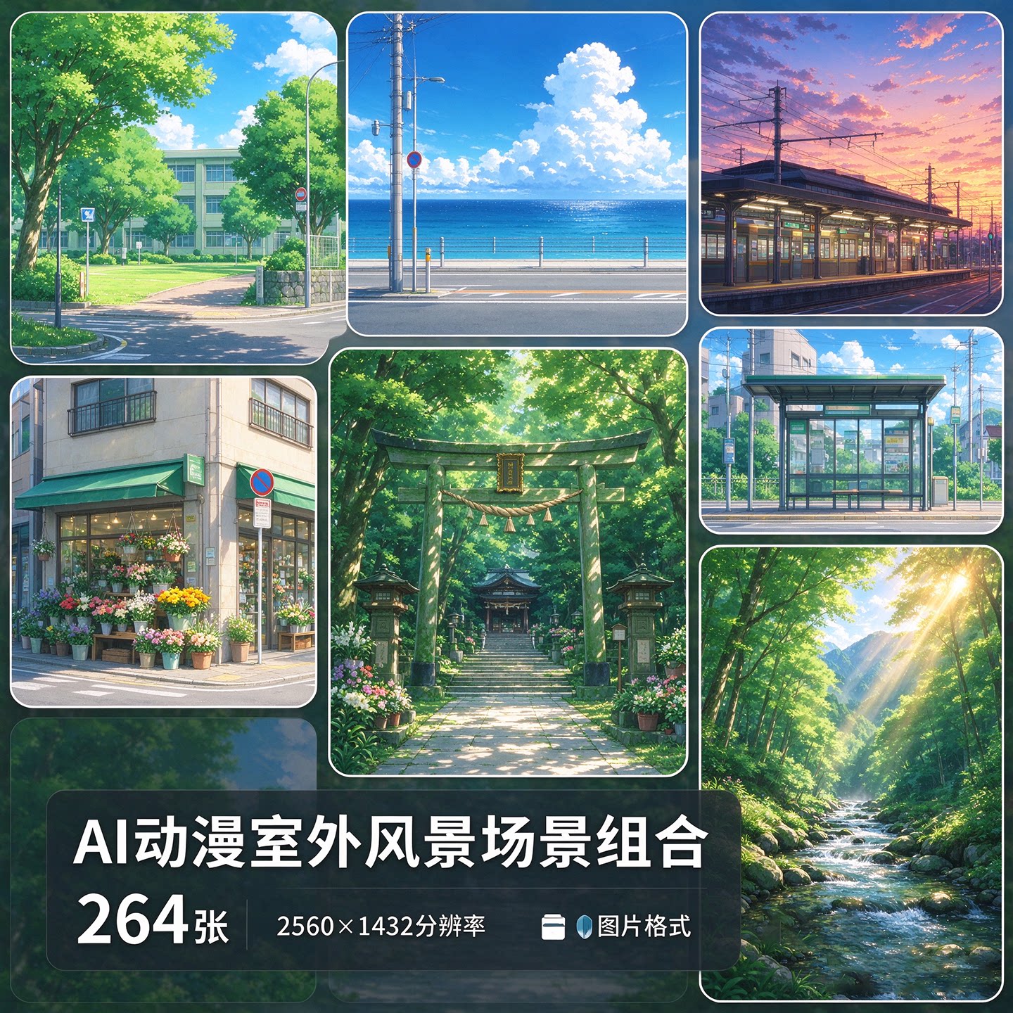 电脑壁纸AI动漫室外场景背景图片游戏二次元户外风景原画美术参考