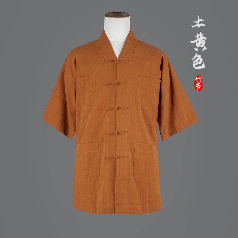 夏天薄款僧服男女同款纯棉短褂免绑腿僧衣短袖中袖七分袖小褂僧袍