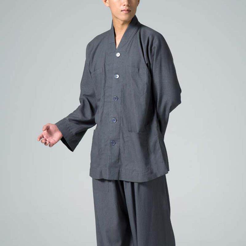 慈缘棉麻四季禅堂禅袍可机洗僧服男女款加宽单层大褂汉服僧袍禅服