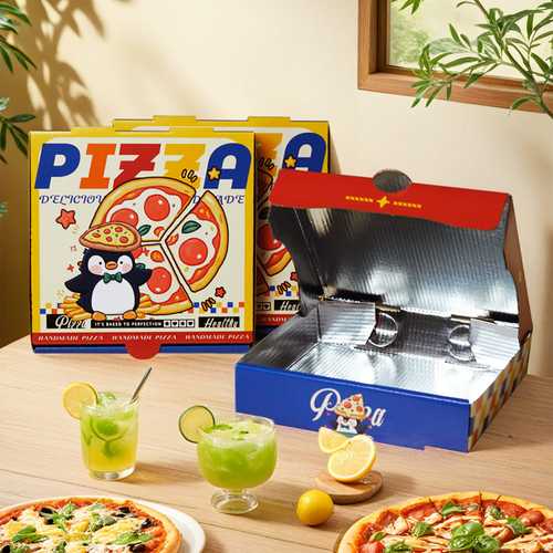 小企鹅铝膜披萨盒打包外卖商用7891012英寸pizza设计定制批发新品