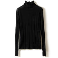 Cashmere 100% - 60 count fine-spun semi-high-neck pure cashmere sweater for women, thin and fitted knitted sweater base layer thumbnail 7