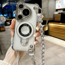 磁吸支架适用华为pura70手机壳四角气囊防摔nova12荣耀100可斜挎magic6背带挂绳mate60带镜头膜40/50e女款30