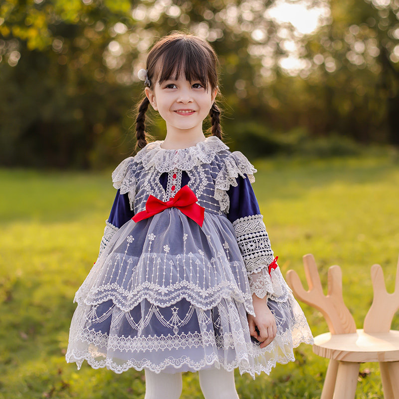 秋冬新款女童蕾丝公主裙2021品牌童装丝绒连衣裙洛丽塔lolita裙子