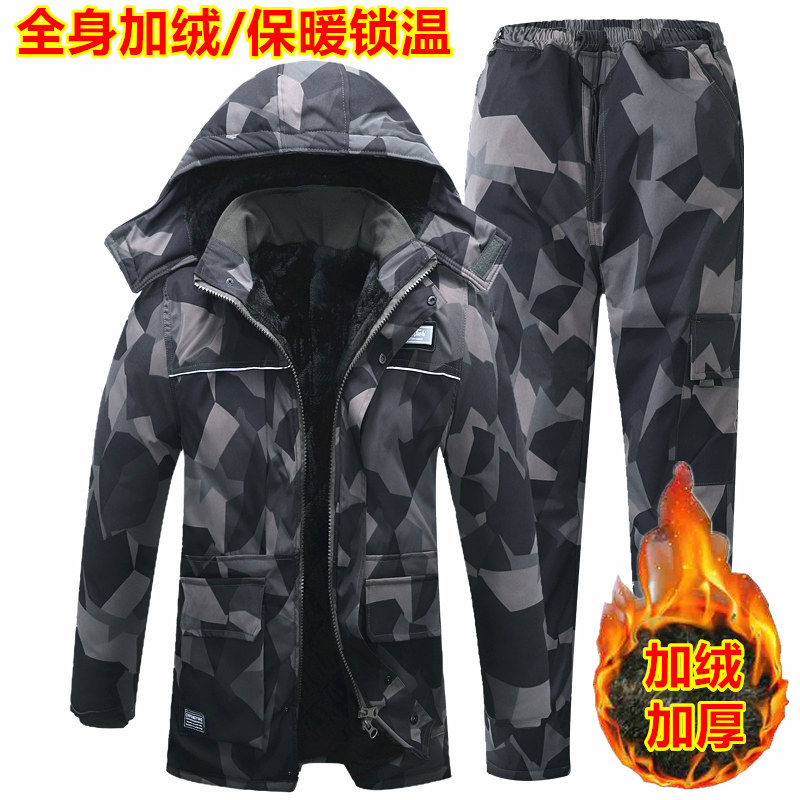 迷彩棉衣男士款棉服套装加绒加厚