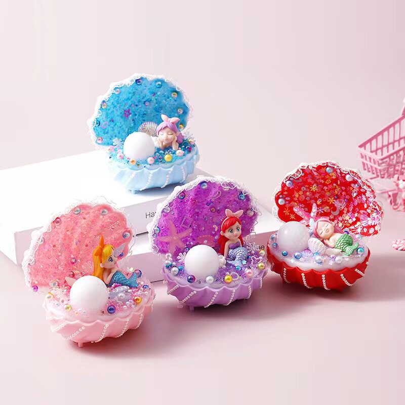 儿童diy美人鱼小夜灯自制作材料包发光小夜灯女孩手工礼物 材料包