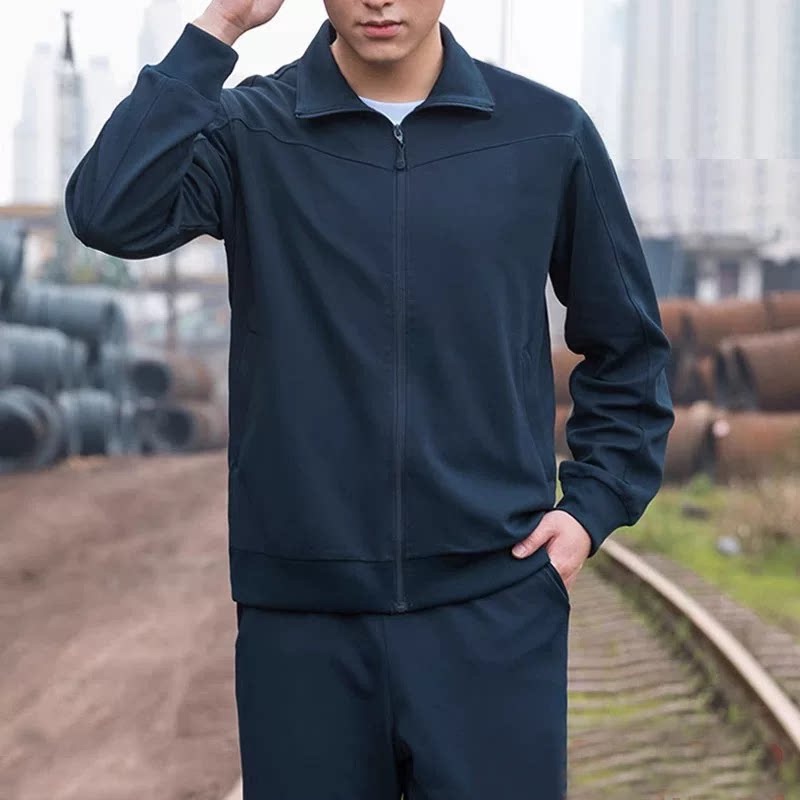 秋冬翻领体能训练服长袖套装春秋健身体能服运动加绒长袖长裤男