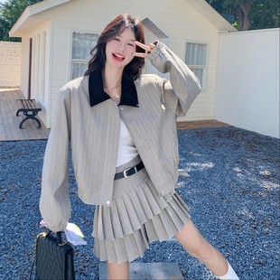 外套百褶短裙两件2D045p180K268 女秋新款 新款 首发套装