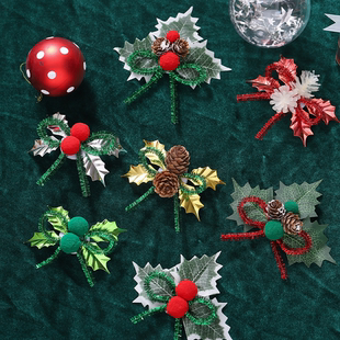 蝴蝶结圣诞绿叶圣诞节装饰品圣诞树挂件圣诞氛围布置用品礼盒装饰