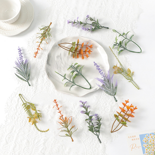 家居裝 森系diy手作花環(huán)頭飾胸花草帽花手腕花葉子塑料水草配件 飾