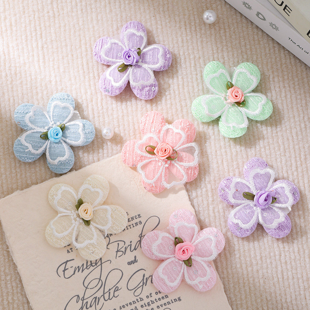 立体布艺蕾丝花朵 刺绣纱花布料 diy手工服装帽子辅料头饰贴花