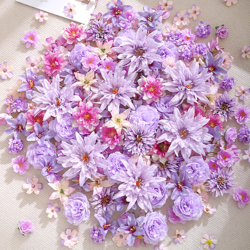 仿真花紫色组合花朵diy材料包