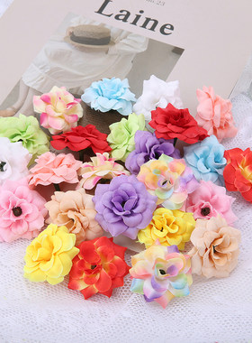 仿真玫瑰花朵假花绢花花环材料