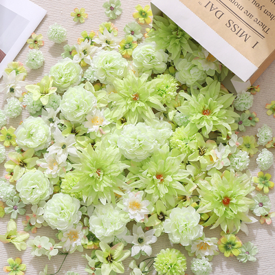 小清新仿真花绿色组合花朵 假花 绢花 diy手作花环簪花头饰材料