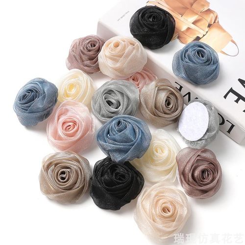 韩国欧根纱立体玫瑰花朵