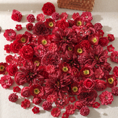 新款 红色系混搭组合仿真花朵 轮胎花海茶几假花diy婚庆婚礼材料