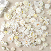 白色系系混搭仿真花朵假花绢花diy手作簪花头饰学士帽花环材料包