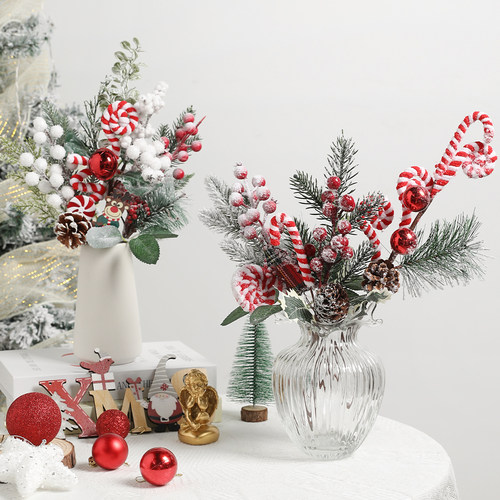 圣诞红果仿真浆果束diy插花装饰