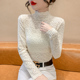 高领蕾丝打底衫 女春秋季 洋气高档内搭毛衣磨毛花边上衣加绒0201e