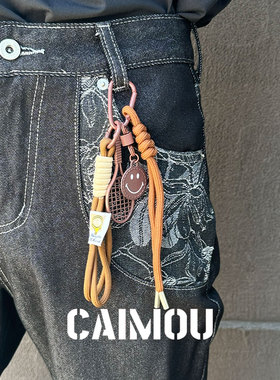 CAIMOU棕色网球裤链男士配饰衣服