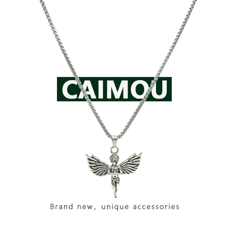 CAIMOU天使项链不掉色新款男女潮小众设计感吊坠百搭嘻哈锁骨链子