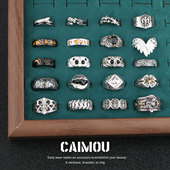 复古做旧十字架戒指男生潮个性 嘻哈风指环小众设计感食指戒女新款