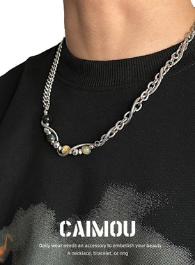 CAIMOU虎眼石串珠项链男新中式风