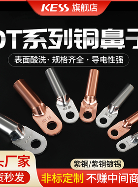 DT铜鼻子冷压线耳10/35/70/95/120/150/240/300/400平方接线端子