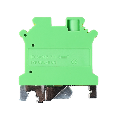 UK黄绿接地端子排USLKG6双色接地UK6NJD导轨接地端6mm平方(10个）