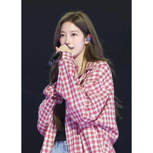 VERIDIAN DEW-韩国翻领撞色 格纹防晒长袖 中村一叶同款 宽松衬衫