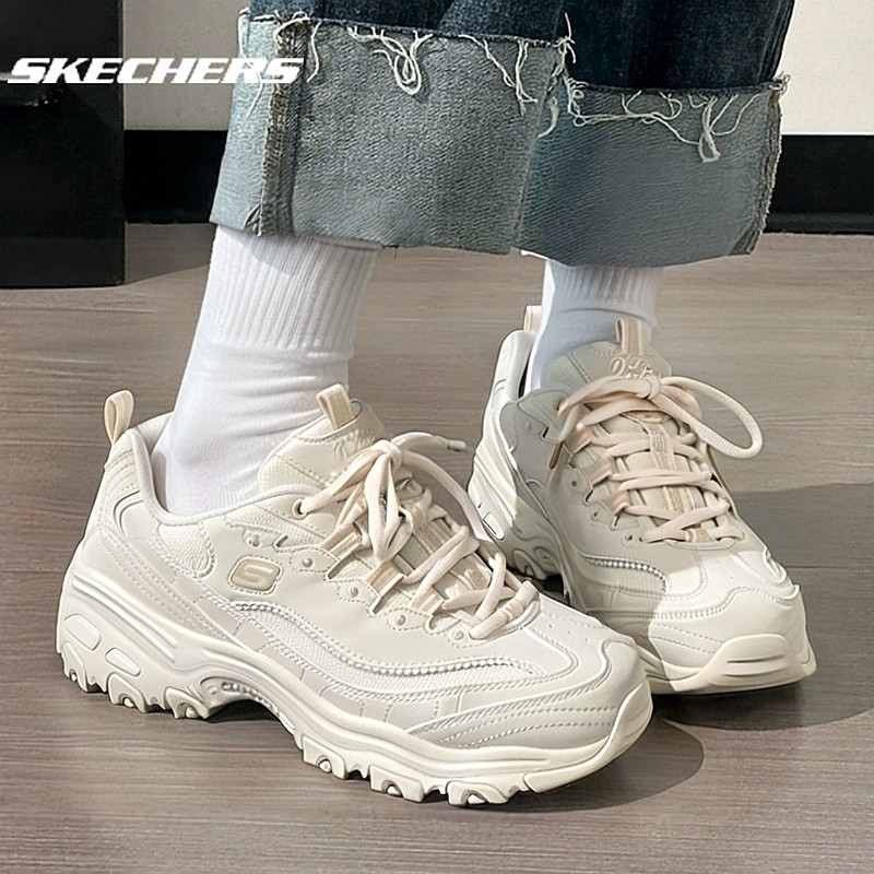 斯凯奇女鞋珠珠熊老爹鞋官网正品厚底熊猫鞋透气休闲鞋简约小白鞋