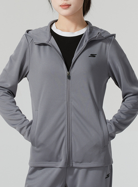 斯凯奇女上衣新款灰色运动健身训练舒适透气休闲外套P224W163
