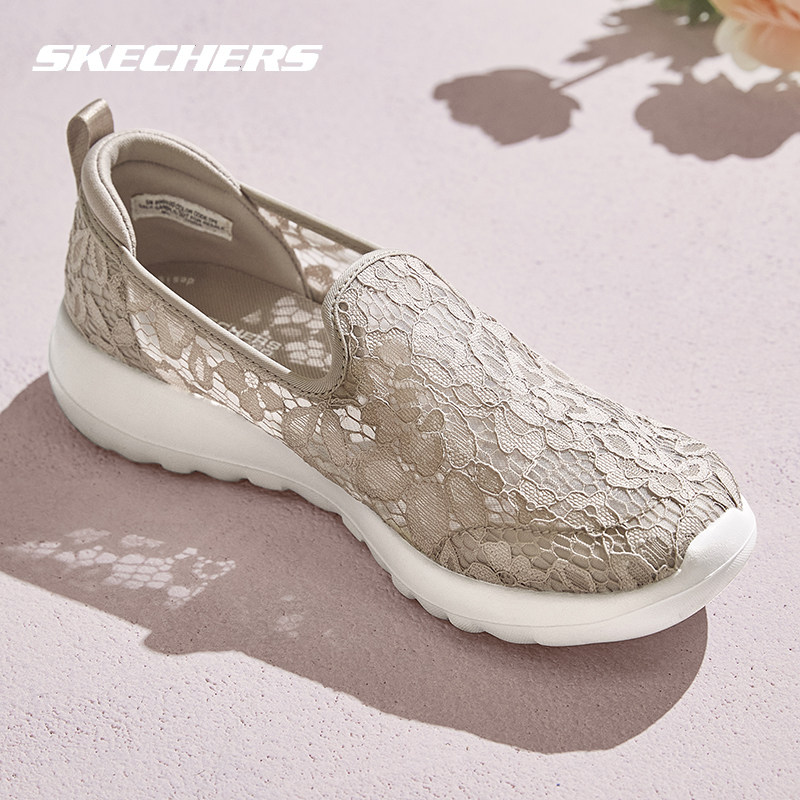 斯凯奇女鞋健步鞋25春季新款镂空蕾丝透气一脚穿网面运动鞋休闲鞋