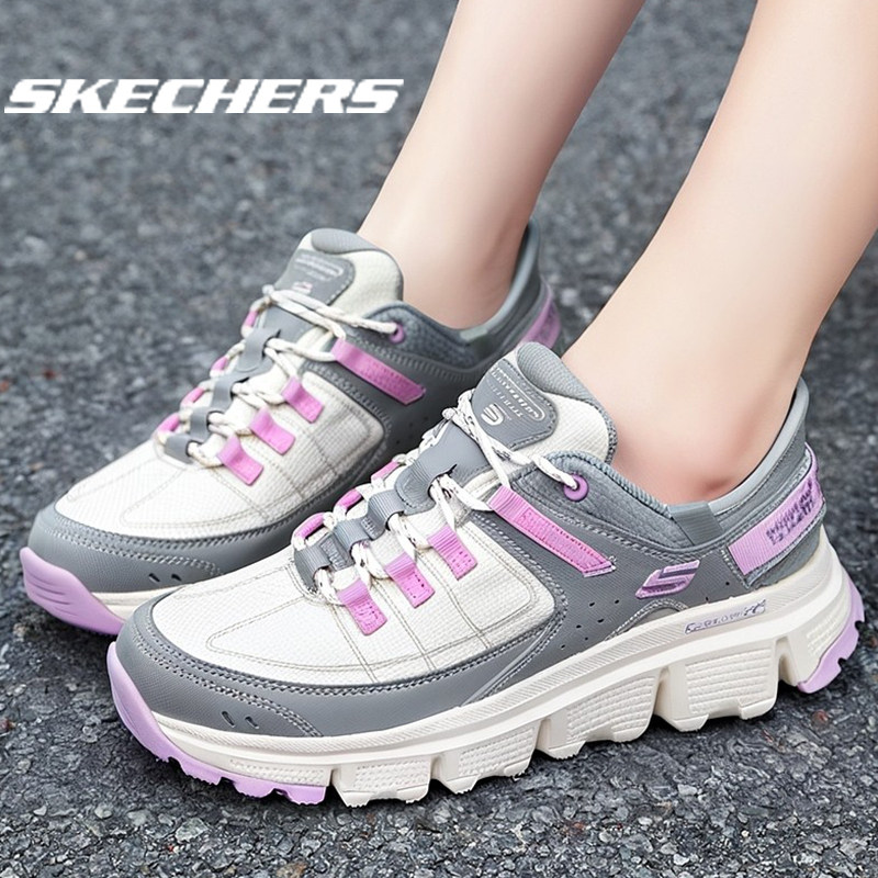 斯凯奇女鞋闪穿户外登山鞋春季新款妈妈鞋缓震耐磨透气运动休闲鞋