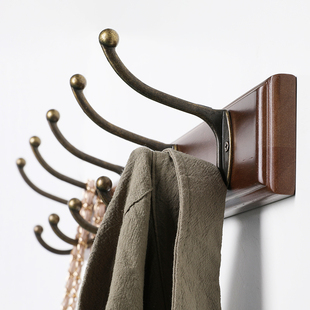 墙壁衣服挂钩入户门挂衣钩进门玄关实木排钩门后墙上长条衣帽钩