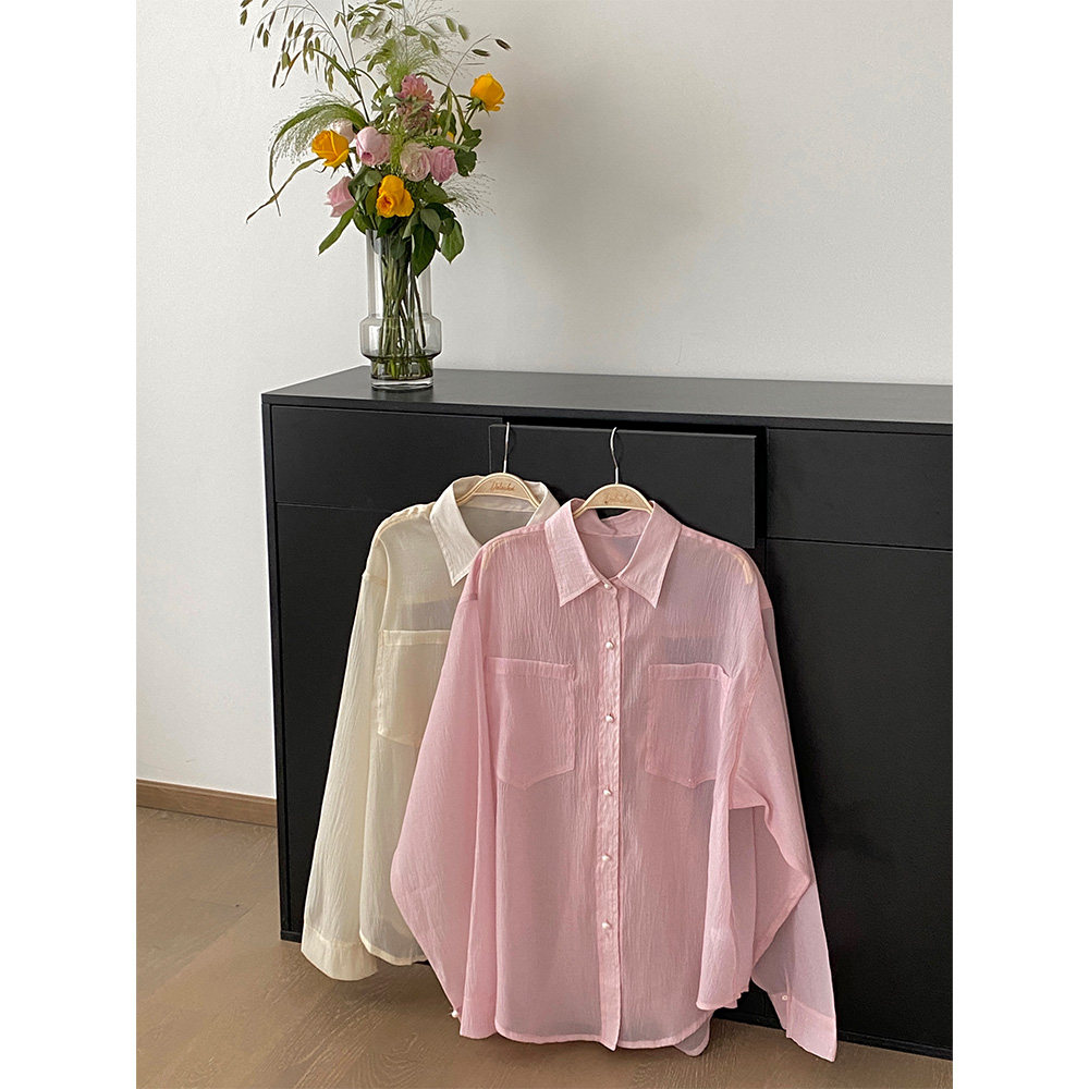 大头黑常规韩系风格长袖涤纶衬衫