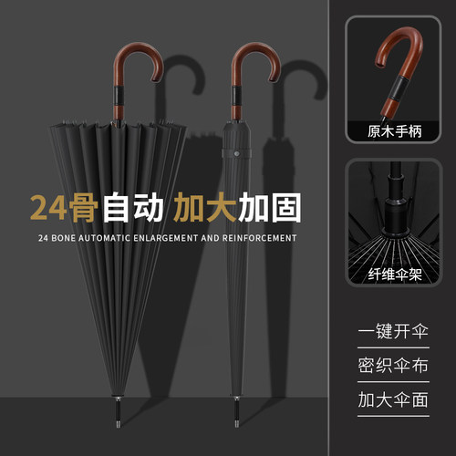 长柄伞木弯柄碰击布自动高级商务