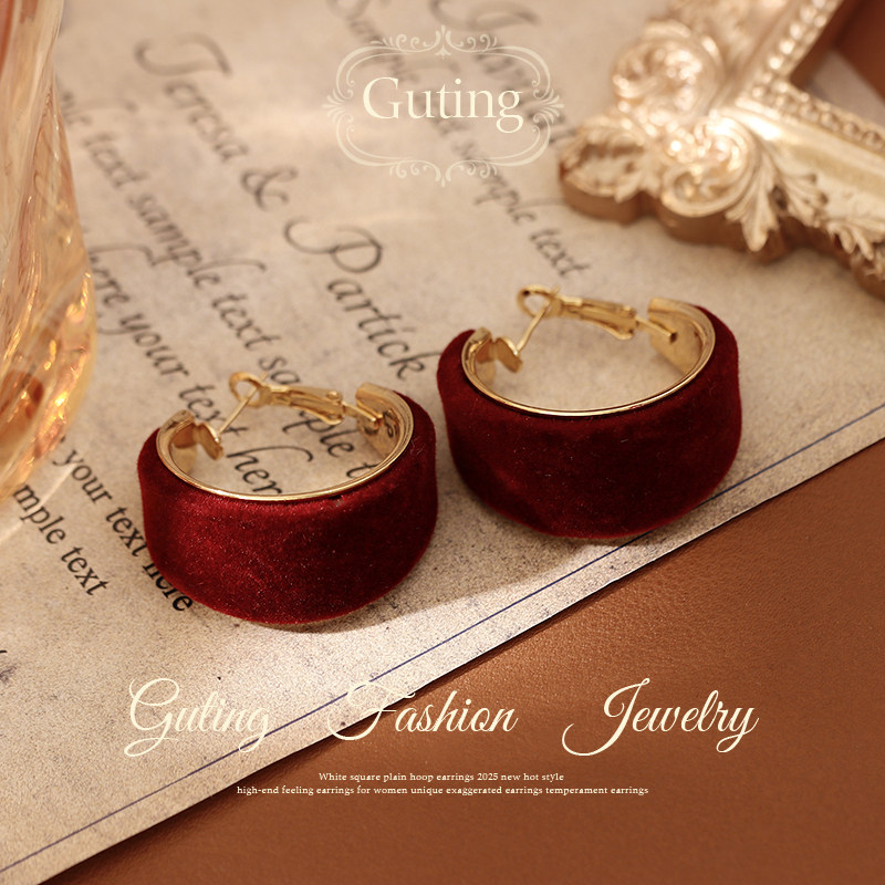 古婷红色丝绒宽边圈圈耳环女2026新款爆款高级感耳饰巨好看的耳钉,饰品/流行首饰/时尚饰品新,耳环,淘宝优惠券,粉丝福利购,淘宝优惠卷