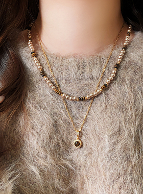 古婷美拉德虎眼石吊坠项链高级感