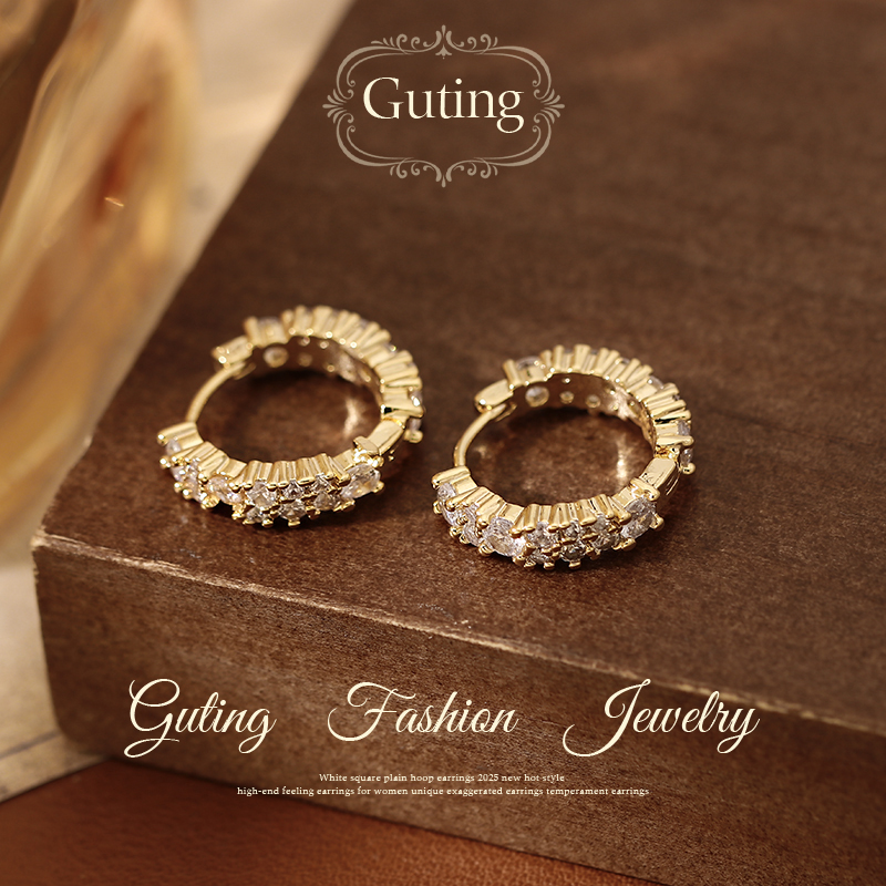 古婷金属满钻耳圈耳环轻奢高级感