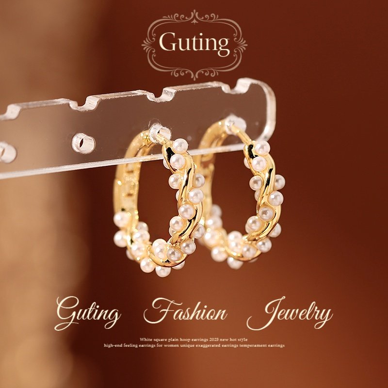 古婷金色珍珠圈圈耳环女2026新款爆款高级感耳饰夸张独特漂亮耳钉,饰品/流行首饰/时尚饰品新,耳环,淘宝优惠券,粉丝福利购,淘宝优惠卷